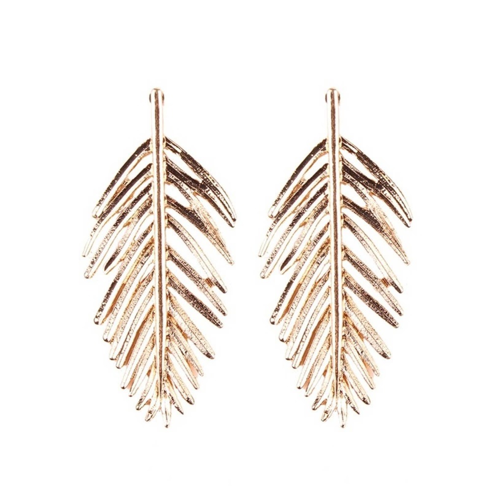 RESTOCKED! Gold Exaggerated Long Leaf Earrings